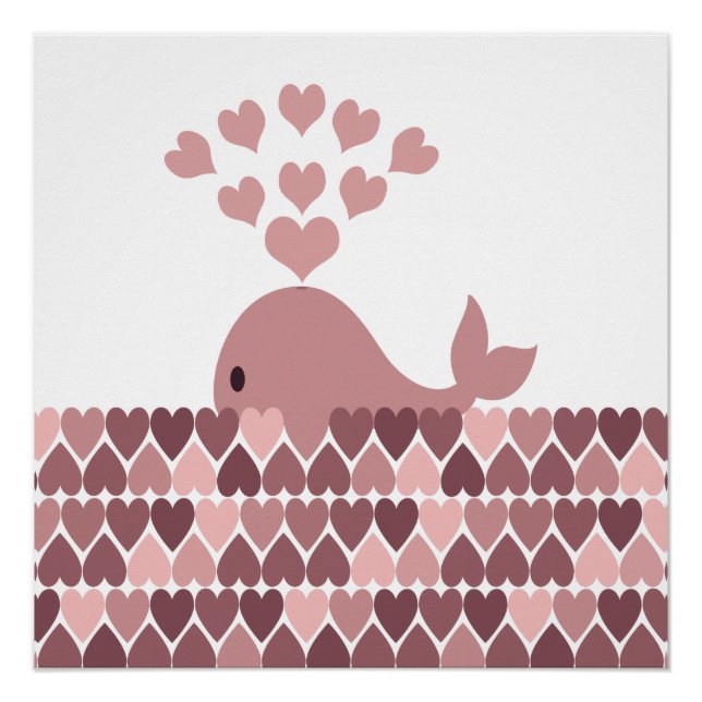 Pink Whale Love Poster (Front)