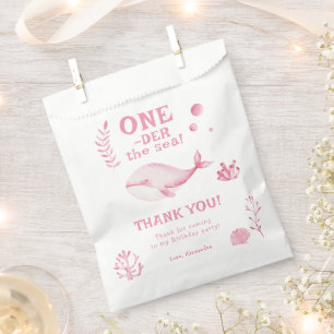 Pink Whale Oneder The Sea 1st Birthday  Favour Bags
