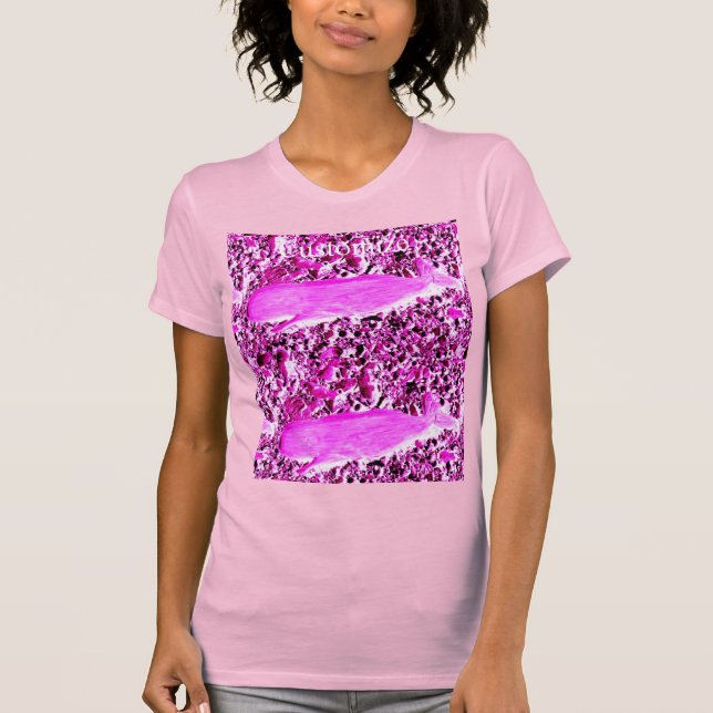 Pink whale swimming design  T-Shirt (Front)