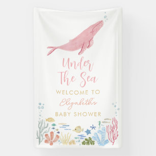 Pink Whale Under The Sea Baby Shower Welcome Banner