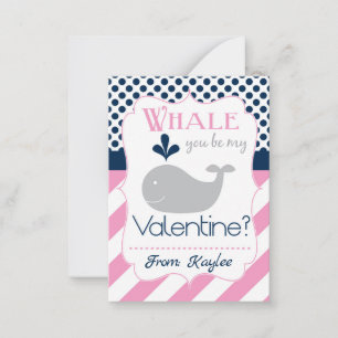 Pink Whale You Be My Valentine Card