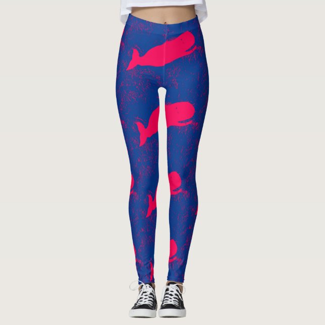 pink whales blue leggings (Front)