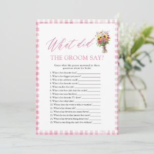 Pink What Did The Groom Say Bridal Shower Game Invitation