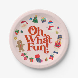 Pink What Fun Christmas Birthday Table Decor  Paper Plate