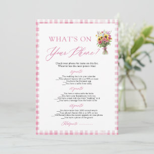 Pink What's on Your Phone Bridal Shower Game Invitation