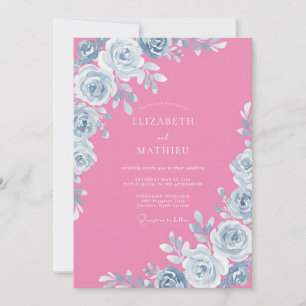 Pink Whimsical Botanical Spring Wedding Invitation
