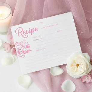 Pink Whimsical Bridal Shower Recipe Card