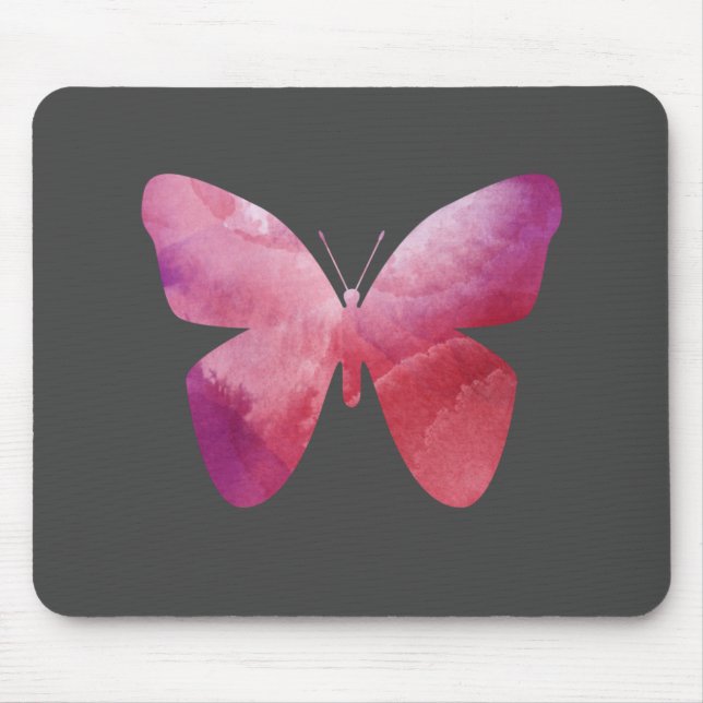 Pink whimsical butterfly mouse pad (Front)
