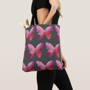 Pink whimsical butterfly tote bag