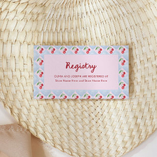 Pink Whimsical Cherries Bridal Shower Registry Enclosure Card