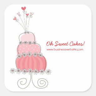 Pink Whimsical Chic Wedding Cake Sticker