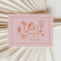 Pink Whimsical Doodle Hand-Drawn Thank You