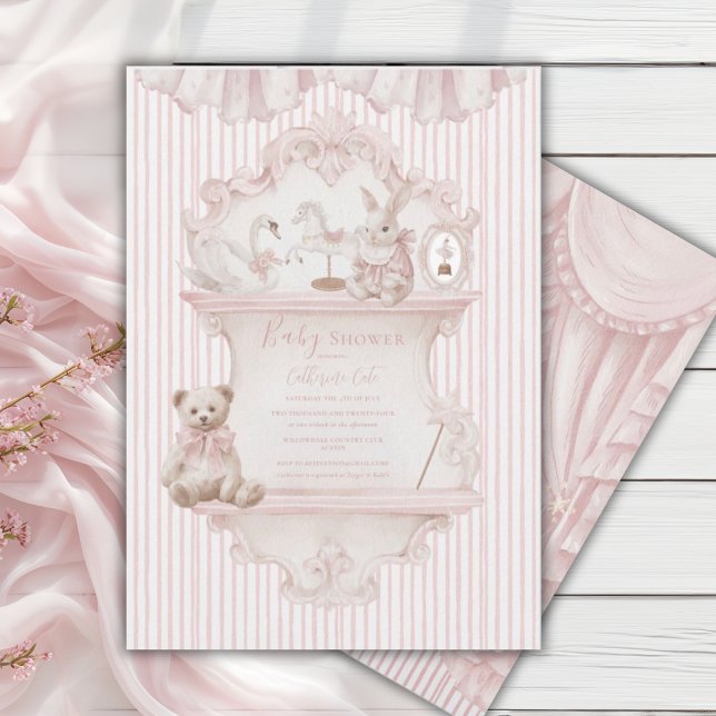 Pink Whimsical Elegant Baby Shower  Invitation (Creator Uploaded)