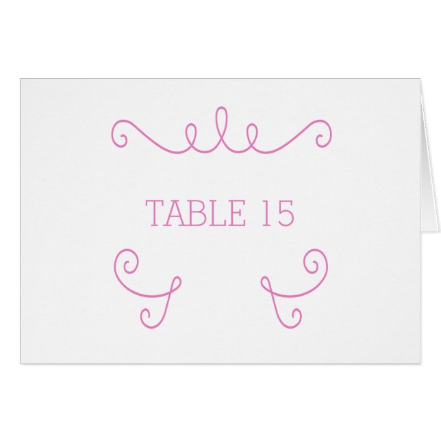 Pink Whimsical Flourish Table Number Card (Front Horizontal)