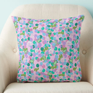 Pink whimsical frogs baby nursery decor cushion