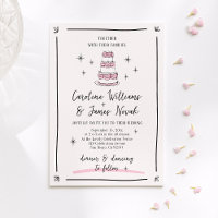 Pink Whimsical Hand Drawn Cake & Handwritten Scrip