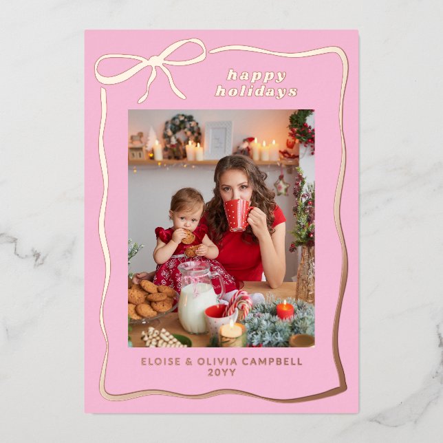 Pink Whimsical Handdrawn Bow Frame Photo (Front)