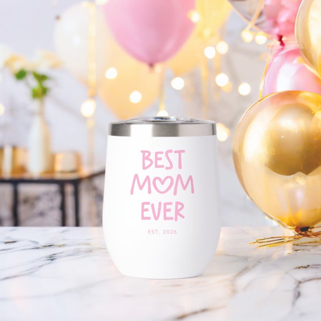 Pink Whimsical Heart Best Mum Ever (Bachelor Party (Rotated))