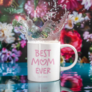 Pink Whimsical Heart Best Mum Ever Coffee Mug