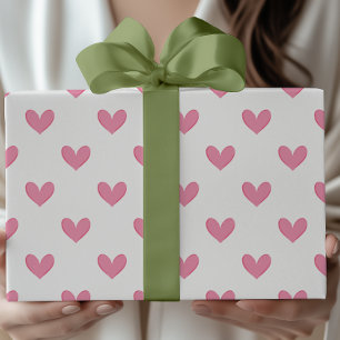 Pink Whimsical Hearts Wrapping Paper