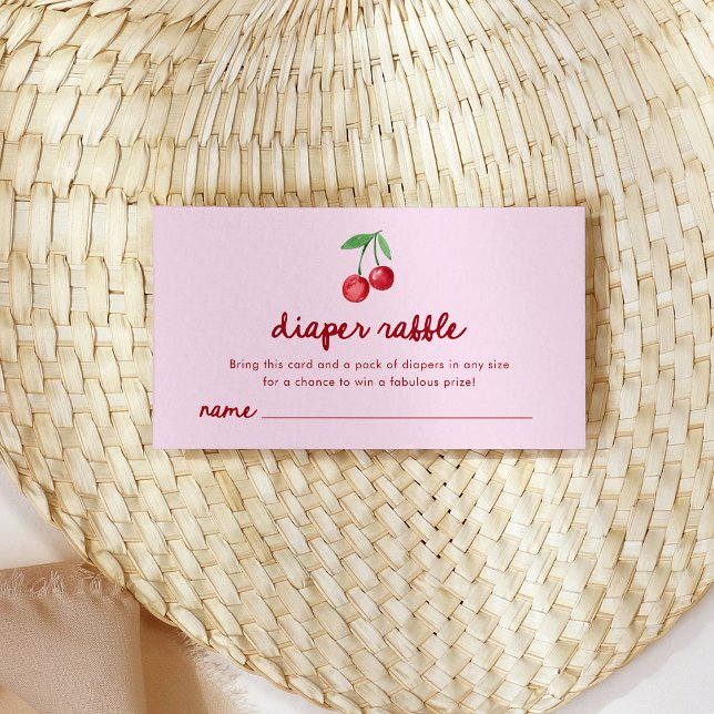Pink Whimsical Retro Cherries | Diaper Raffle Enclosure Card (Creator Uploaded)