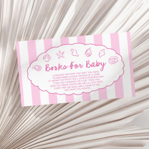Pink Whimsical Seashell Baby Shower Books For Baby Enclosure Card