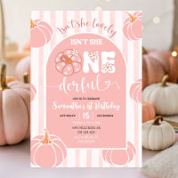 Pink Whimsical Stripes Pumpkin Onederfull Birthday