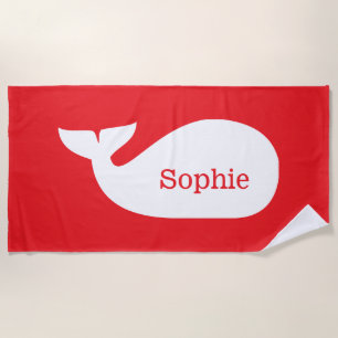 Pink Whimsical Whale Personalised Children's Beach Towel