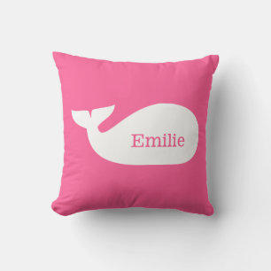 Pink Whimsical Whale Personalised Children's Cushion