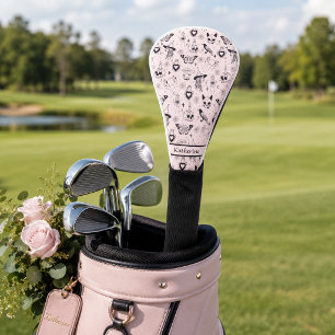 Pink Whimsigoth Witchy Pattern Custom Name Golf Head Cover