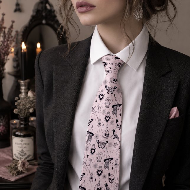 Pink Whimsigoth Witchy Pattern Tie (Creator Uploaded)