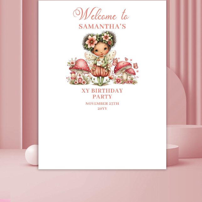 Pink Whimsy Fairy 1st Birthday Backdrop Tapestry (Pink Whimsy Fairy 1st Birthday Backdrop)