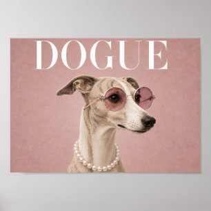 Pink Whippet Dog Covergirl A4 Poster