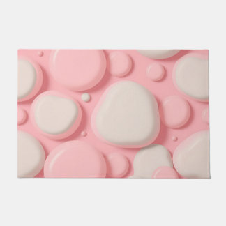 Pink White 3D Bubble Pattern Soft Pastel Abstract Doormat