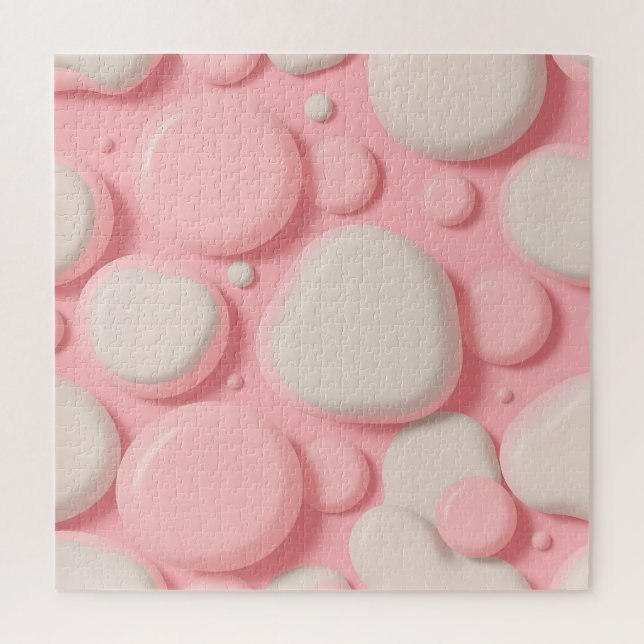 Pink White 3D Bubble Pattern Soft Pastel Abstract  Jigsaw Puzzle (Vertical)