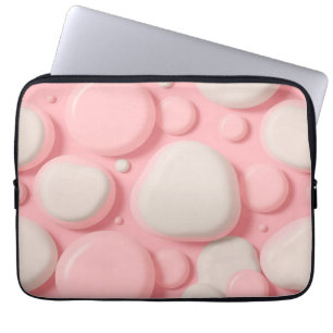 Pink White 3D Bubble Pattern Soft Pastel Abstract Laptop Sleeve
