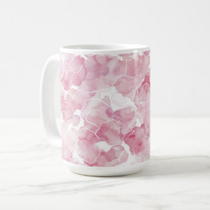 Pink White Abstract Floral Coffee Mug