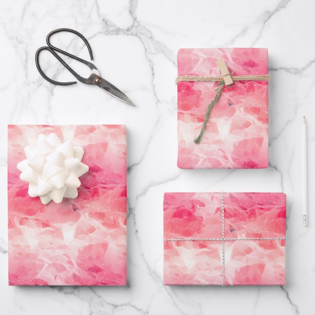 Pink & White Abstract Wrapping Paper Sheet (Front)
