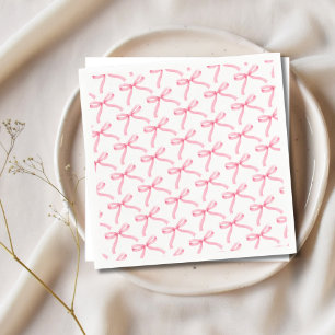 Pink & White Aesthetic Soft Pink Bow Paper Napkins