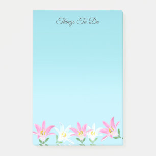 Pink & White Amaryllis on Sky Blue Things To Do  Post-it Notes