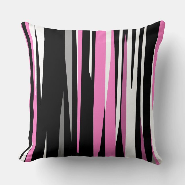 pink white and black abstract  cushion (Front)