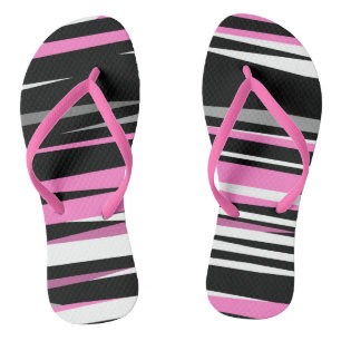 pink white and black abstract  jandals