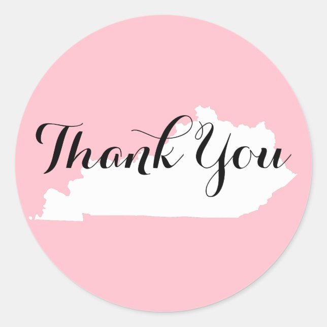 Pink White and Black Kentucky Wedding Thank You Classic Round Sticker (Front)