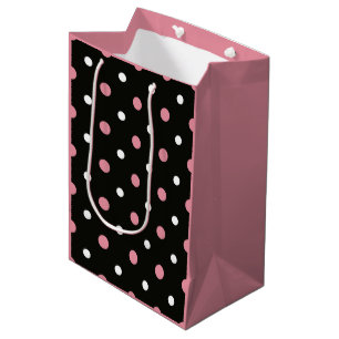 Pink white and black polka dots medium gift bag