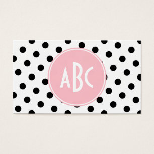 Pink White and Black Polka Dots Monogram