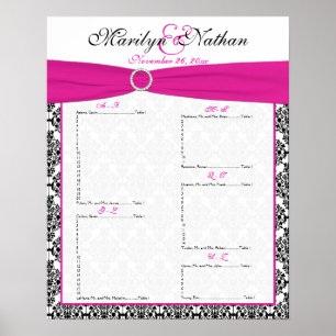 Pink, White, and Black Reception Seating Chart