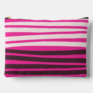 Pink white and black stripes accessory pouch