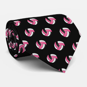 Pink, White and Black Volleyball Tie