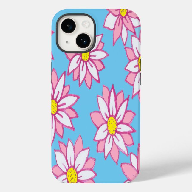 Pink White and Blue Floral  Case-Mate iPhone Case (Back)