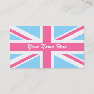 Pink White and Blue Union Jack UK Flag Business Card